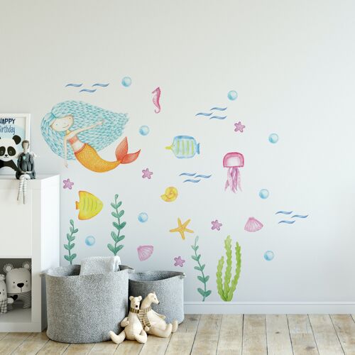Colorful Mermaid Wall Stickers