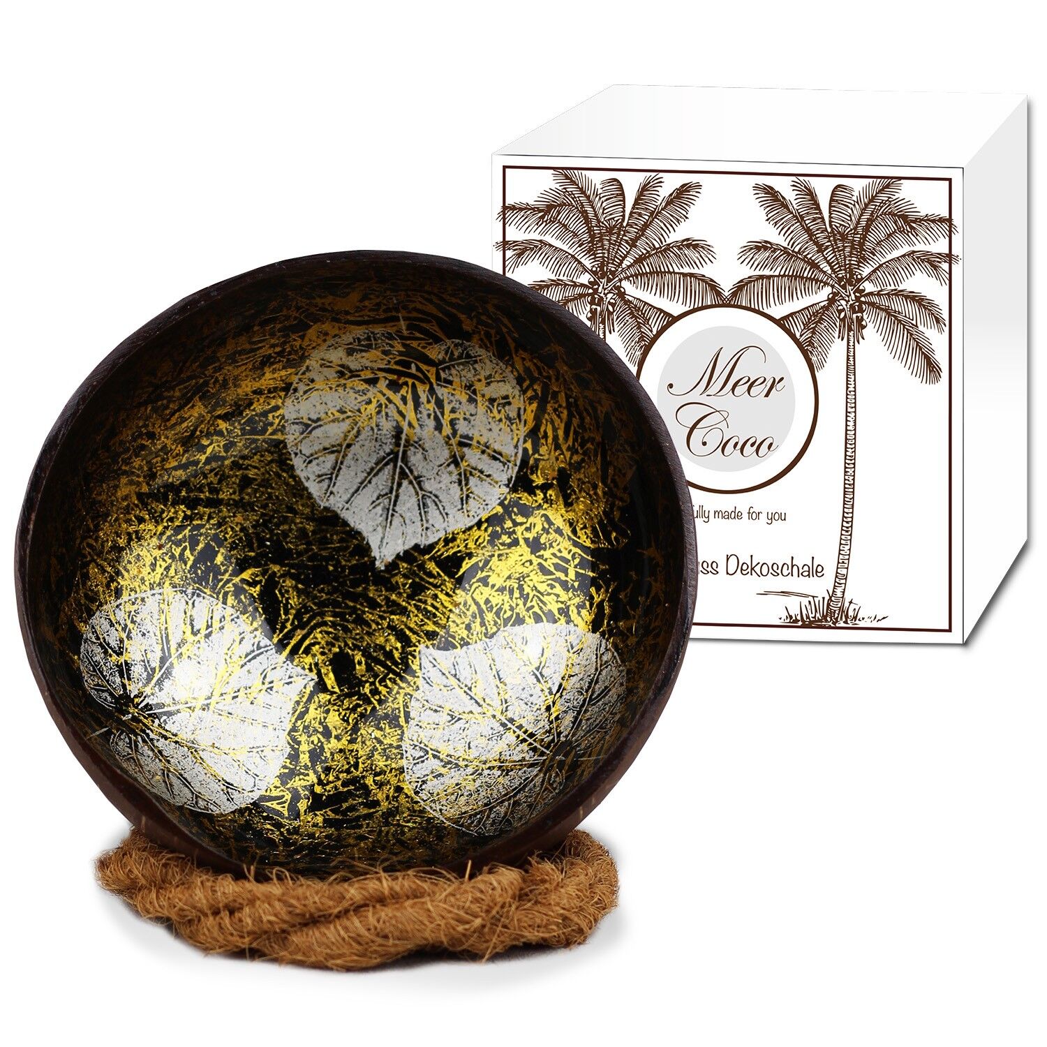 Ciotola cocco + portaciotola, design oro