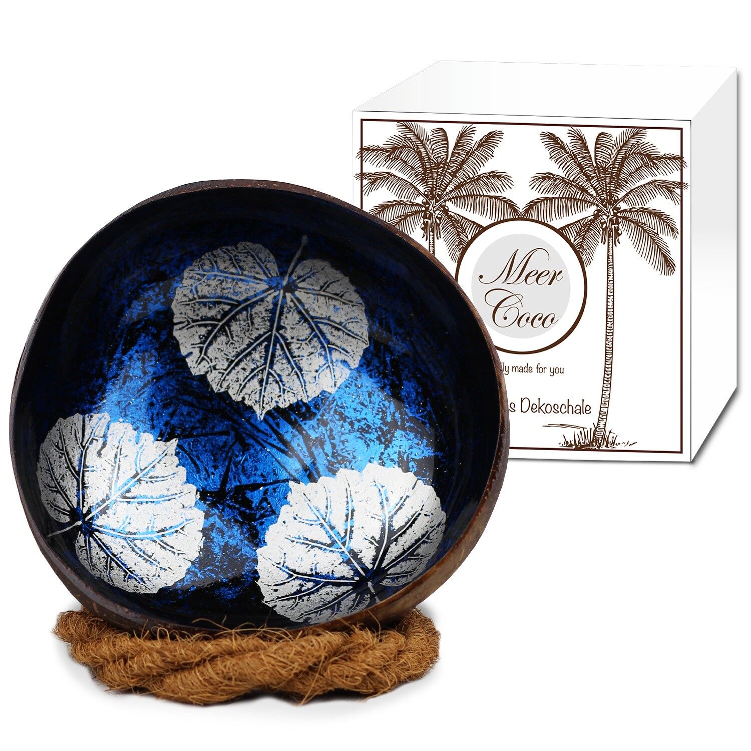 Ciotola cocco + portaciotola, design blu