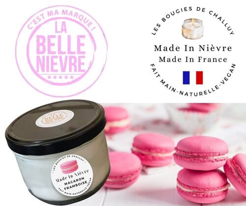 BOUGIE "MACARON FRAMBOISE" MADE IN NIÈVRE
