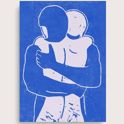 El abrazo (Linograbado hecho a mano)