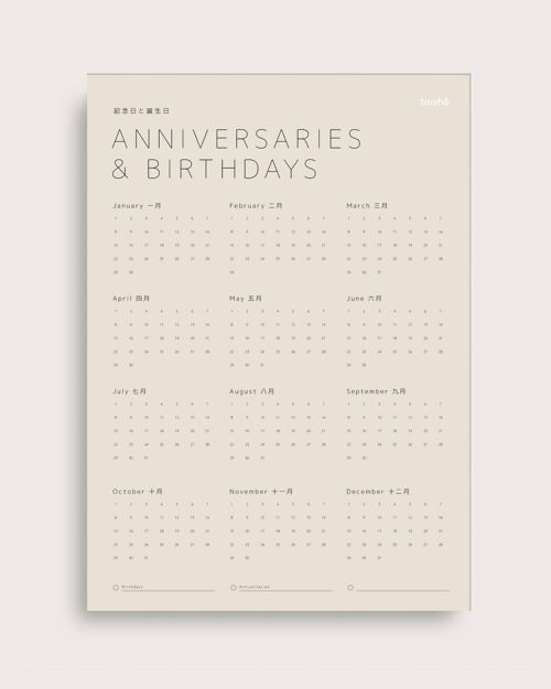 Anniversaries and birthdays