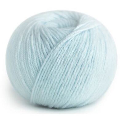 Ball of light blue alpaca yarn