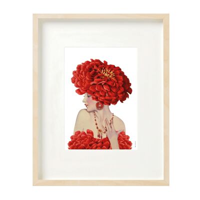 Artprint (A4) collage - Dame en rouge