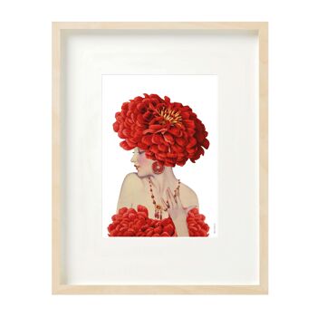 Artprint (A4) collage - Dame en rouge 1