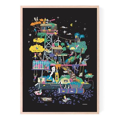 Illustriertes Poster Das Floß von Antoine Corbineau