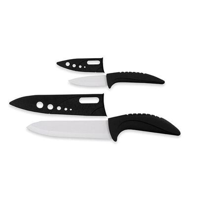 Set of 2 ceramic knives with sheaths Mathon