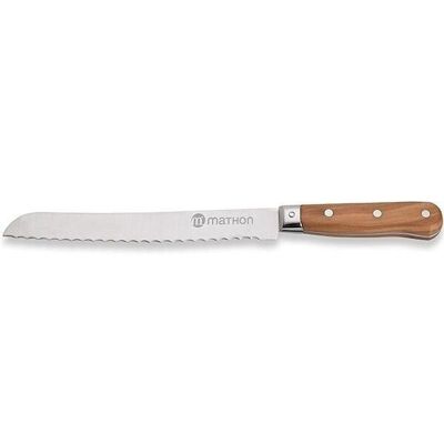 Cuchillo para pan madera de olivo hoja acero inoxidable 20 cm Mathon