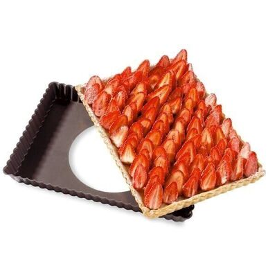 Moule à tarte amovible rectangle acier revêtu anti-adhérent bords cannelés 30 cm Mathon