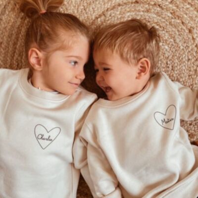Beigefarbenes Kinder-Sweatshirt von Mon Coeur mit Rundhalsausschnitt