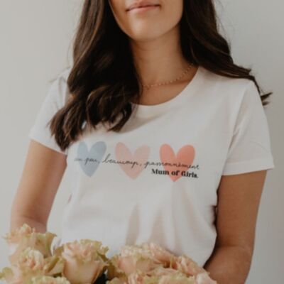 Blaue Herzen/Rosa T-Shirt für Damen