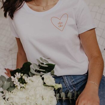 Tee-shirt blanc Femme "Mon Coeur" 2