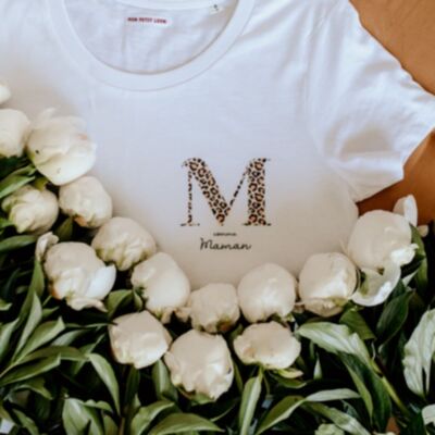 Camiseta blanca M comme Maman Mujer LEOPARD