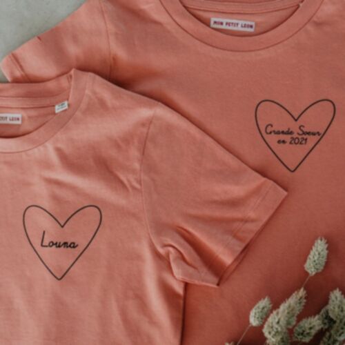 Tee-shirt mon coeur Enfant Rose blush