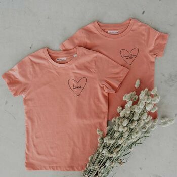 Tee-shirt mon coeur Enfant Rose blush 2