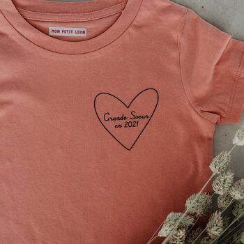 Tee-shirt mon coeur Enfant Rose blush 4