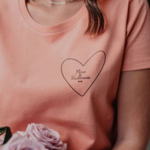 Tee-shirt mon coeur femme rose blush