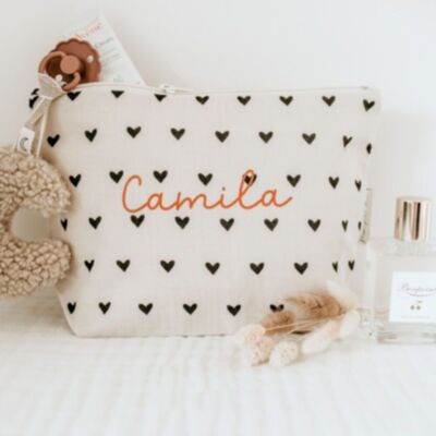 Trousse PETITS COEURS en gaze de coton