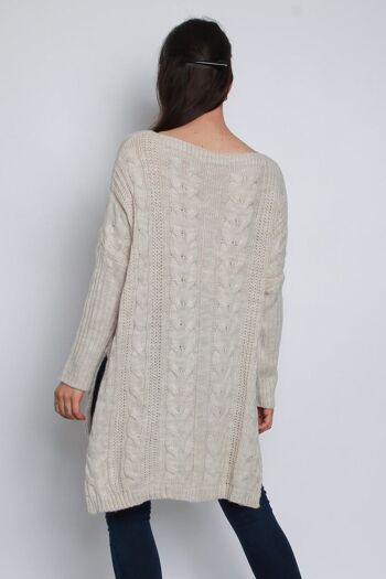 Pull Long Oversize En Tricot High Low - Crème 5