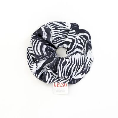100% Seide Scrunchies „Schwarzes Zebra“-Print
