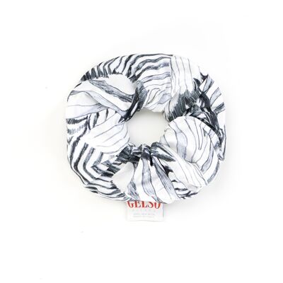 100% Silk Scrunchies “White Zebra” Print