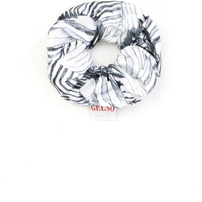 Scrunchies 100% Seda Estampado "Cebra Blanca"