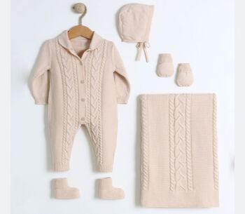 100% Coton 0-3M Nouveau-né Tressé Style Bébé Tricot Ensemble 1