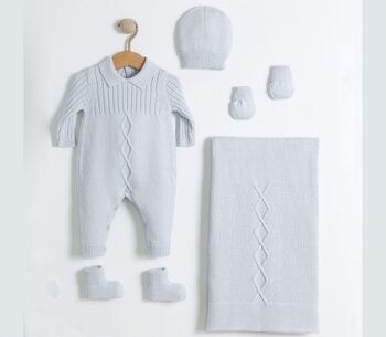 100% coton biologique 0-3M Ensemble de tricots pour bébé de style nouveau-né 2