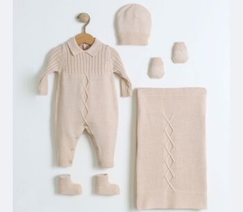 100% coton biologique 0-3M Ensemble de tricots pour bébé de style nouveau-né 3