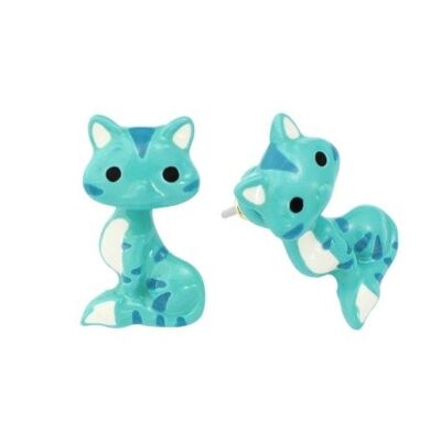 Orecchini moda gatto smaltati artigianalmente con ago in argento S925