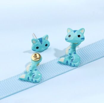 Orecchini moda gatto smaltati artigianalmente con ago in argento S925 2