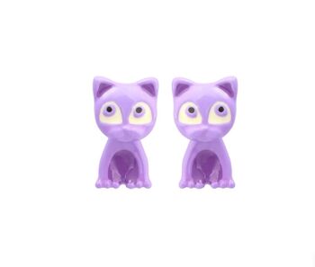 Nouvelles boucles d'oreilles chat mignon en émail violet peint à la main avec des aiguilles en argent 925 2