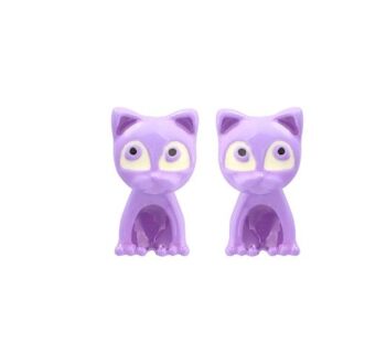 Nouvelles boucles d'oreilles chat mignon en émail violet peint à la main avec des aiguilles en argent 925 3