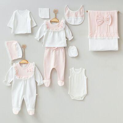 100% Cotton Newborn Baby Girl Set with Unique, Custom Made, Classic Style