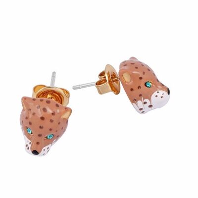 Boucles d'oreilles léopard artisanales en émail avec clou S925