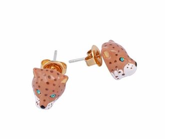 Boucles d'oreilles léopard artisanales en émail avec clou S925 1