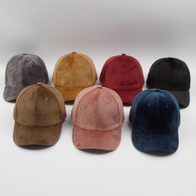 Casquette de baseball en velours de couleur unie