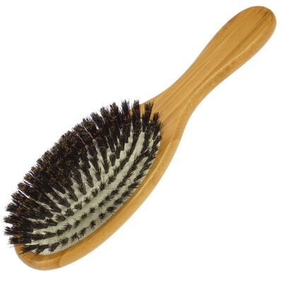 Hairbrush, bamboo wood, with natural bristles, size 23 x 6.5 cm