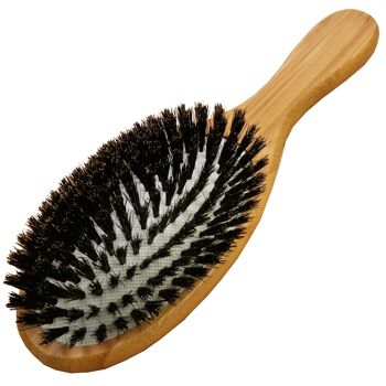 Brosse à cheveux, bois de bambou, à poils naturels, dimensions 23 x 6,5 cm 3