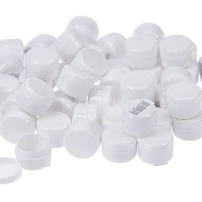 50 tarros de plástico para cosméticos, blanco, para 6 ml, Ø 2,9 cm, altura: 2 cm