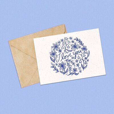 Love you  | carte postale florale
