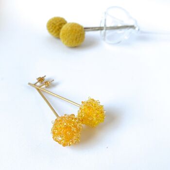 Boucles d'oreilles en verre de Murano jaune "Craspedia globosa" Boutons Billy 1
