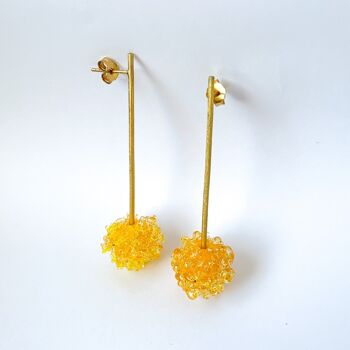 Boucles d'oreilles en verre de Murano jaune "Craspedia globosa" Boutons Billy 2