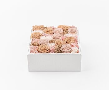 Coffret de fleurs préservées - Objet de décoration florale - Boite Blanche Taille L 3