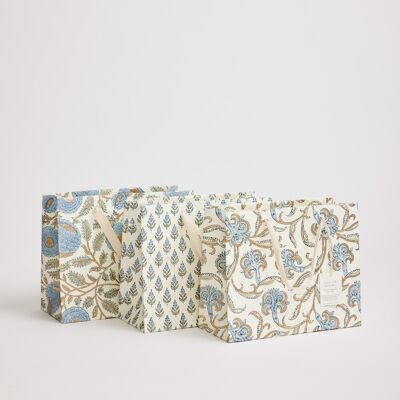 Hand Block Printed Gift Bags (Medium) - Blue Stone