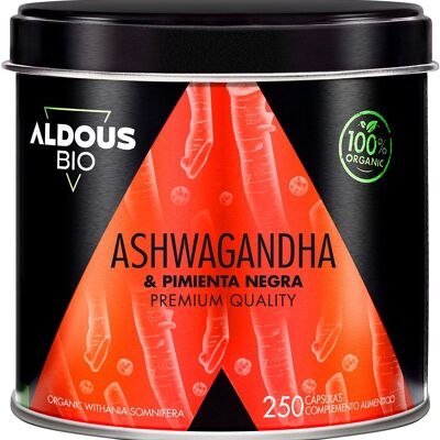 Ashwagandha au Poivre Noir Bio Aldous Bio | 250 gélules