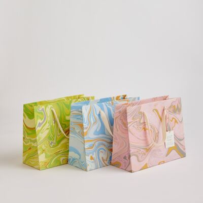 Hand Marbled Gift Bags (Medium) - Pastel