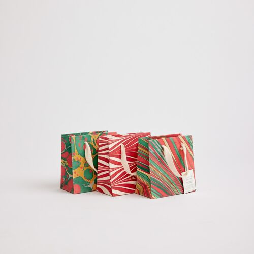 Hand Marbled Gift Bags (Small) - Festive