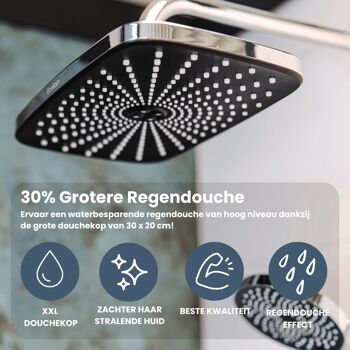 Douche Pluie Melvin XL 30 cm avec Bras de Douche - Chrome 3