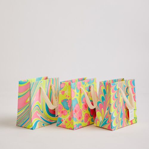Hand Marbled Gift Bags (Small) - Neon